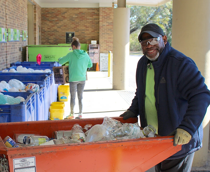 Worker at recycling center